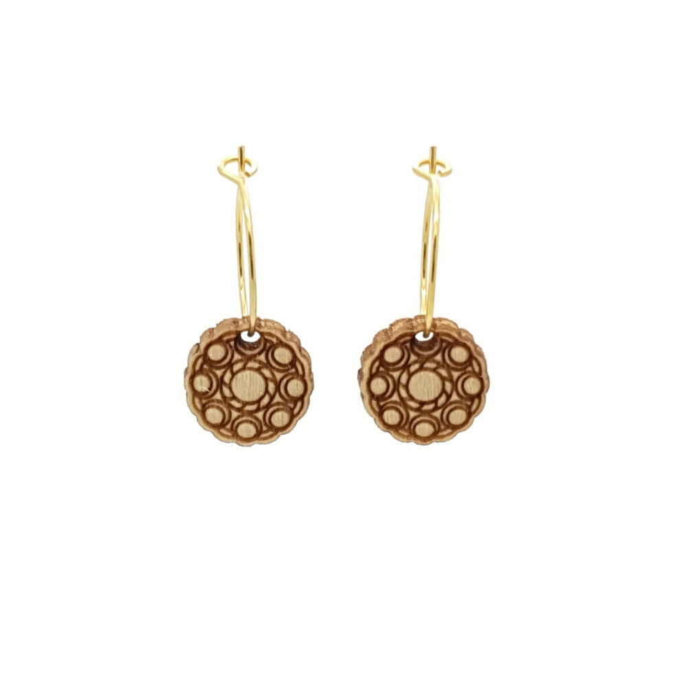 MYKK Jewelry | RVS Zeeuwse knop sieraden oorbellen - Hout goud