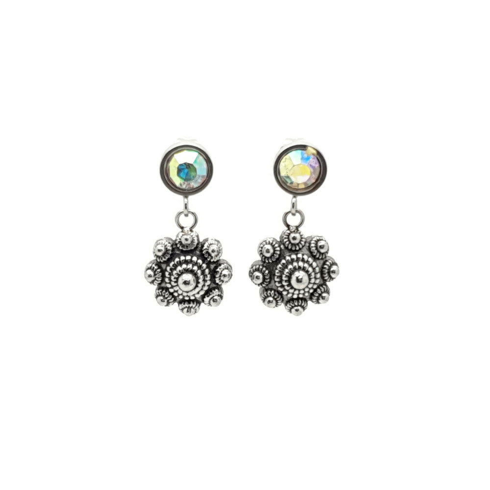 MYKK Jewelry | RVS Zeeuwse knop sieraden oorbellen - Kristal