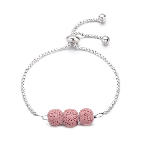 MYKK Jewelry | RVS armband - Lavasteen roze