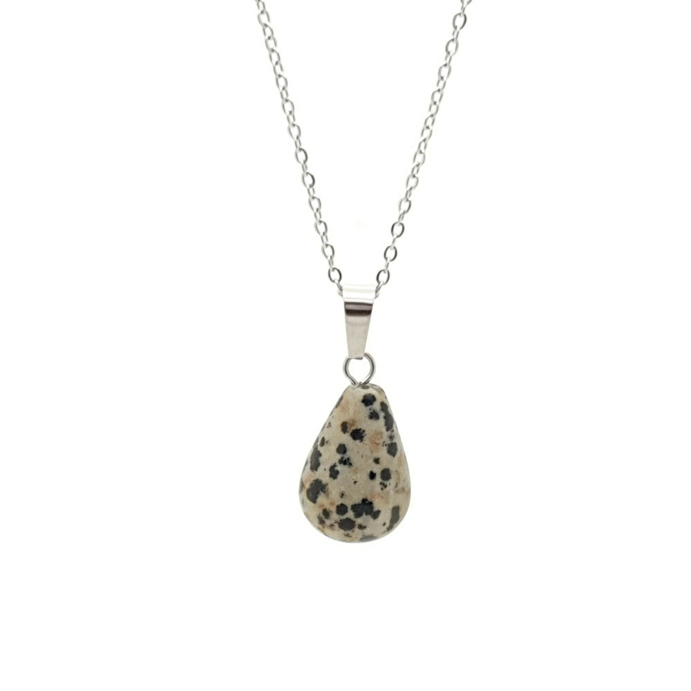 MYKK Jewelry | RVS Ketting - Natuursteen Dalmatian zilver