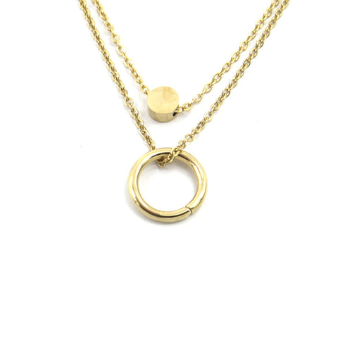 MYKK Jewelry RVS Ketting - Cirkels goud