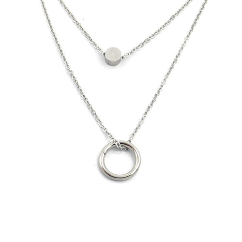 MYKK Jewelry RVS Ketting - Cirkels zilver