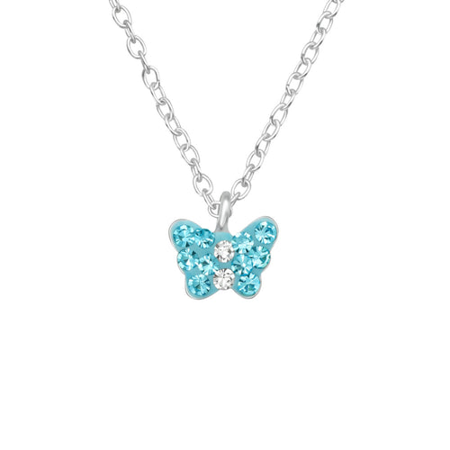 MYKK Jewelry | Kinder sieraden Zilveren kinderketting - Vlinder blauw