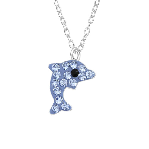 MYKK Jewelry | Kinder sieraden Zilveren kinderketting - Dolfijn blauw