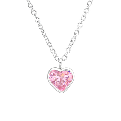 MYKK Jewelry | Kinder sieraden Zilveren kinderketting - Hart roze