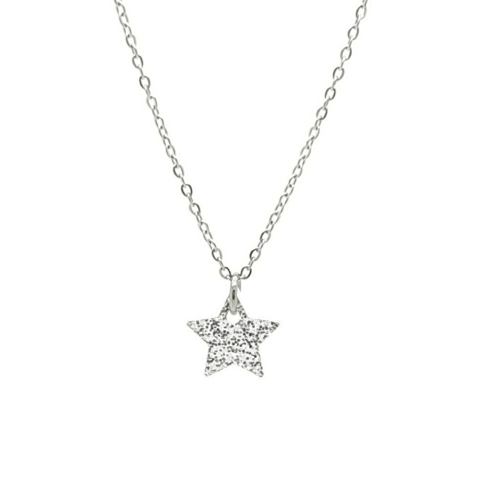 Kinderketting RVS zilverkleur - Ster zilver glitter