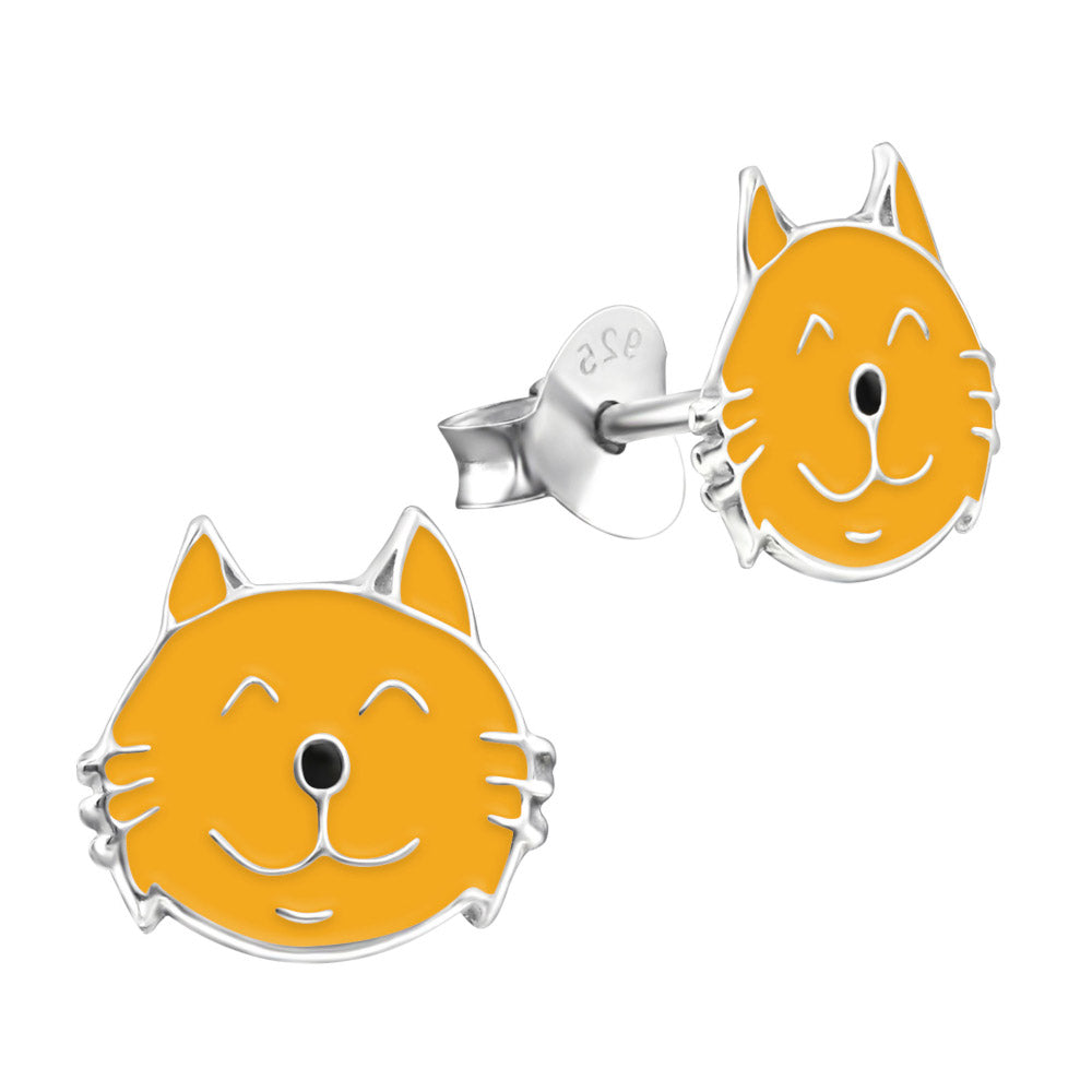 MYKK Jewelry | Kinder sieraden Zilveren kinderoorbellen - Rode kat