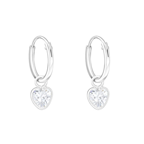 MYKK Jewelry | Kinder sieraden Zilveren kinderoorbellen - Hart creolen transparant