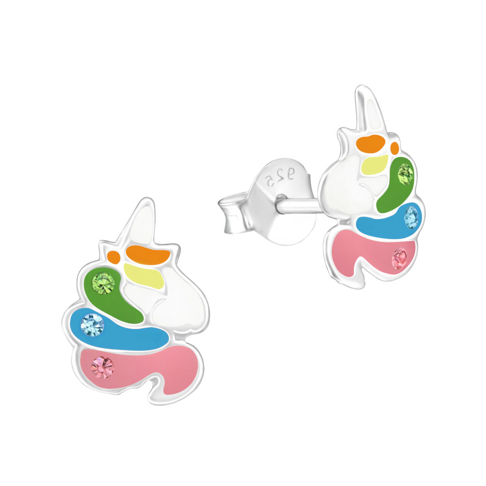 MYKK Jewelry | Kinder sieraden Zilveren kinderoorbellen - Unicorn multicolor