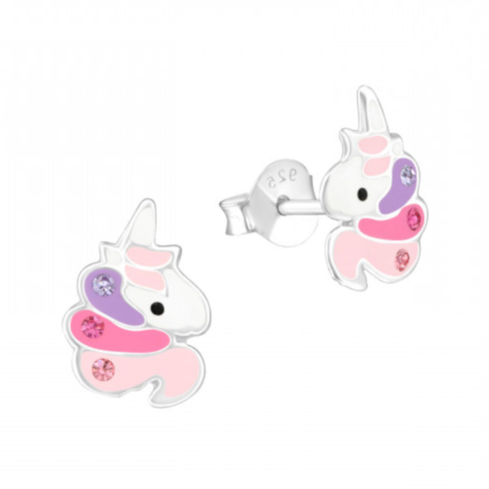 MYKK Jewelry | Kinder sieraden Zilveren kinderoorbellen - Unicorn roze lila