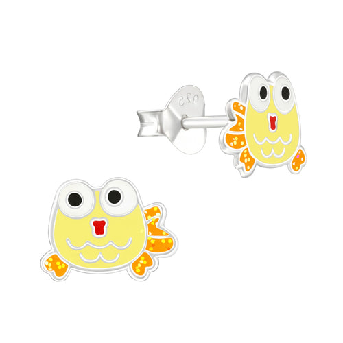 MYKK Jewelry | Kinder sieraden Zilveren kinderoorbellen - Vis geel glitter