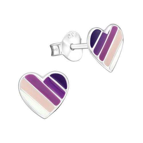 MYKK Jewelry | Kinder sieraden Zilveren kinderoorbellen - Hart paars lila