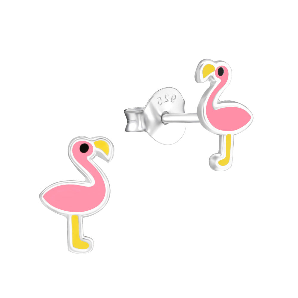MYKK Jewelry | Kinder sieraden Zilveren kinderoorbellen - Flamingo