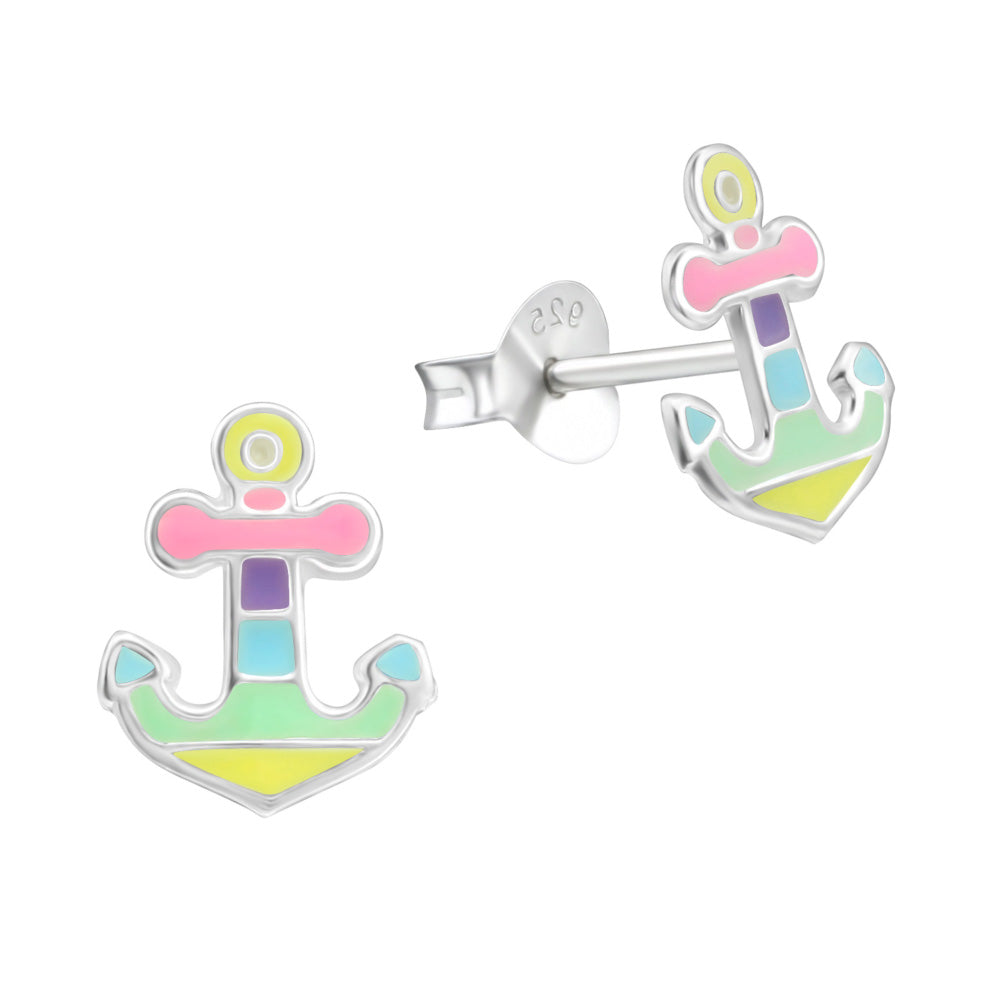 MYKK Jewelry | Kinder sieraden Zilveren kinderoorbellen - Anker multicolor