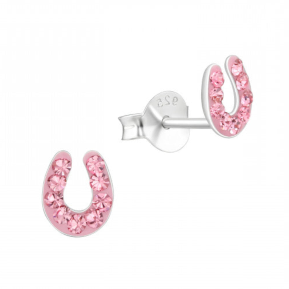 MYKK Jewelry | Kinder sieraden Zilveren kinderoorbellen - Hoefijzer roze