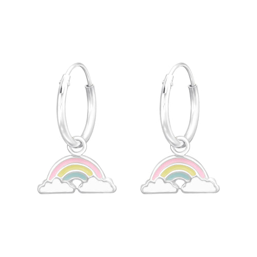 Zilveren kinderoorbellen - Regenboog creolen pastel | MYKK Jewelry