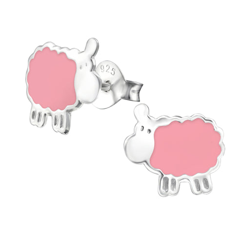 Zilveren kinderoorbellen - Schaap roze | MYKK Jewelry