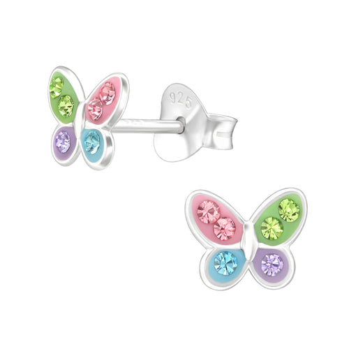 Zilveren kinderoorbellen - Vlindertje multicolor MYKK Jewelry