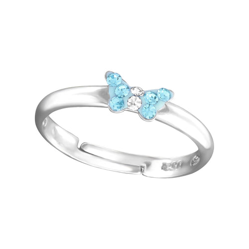 MYKK Jewelry | Kinder sieraden Zilveren kinderring - Vlinder blauw