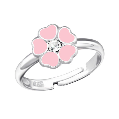 Zilveren kinderring - Roze bloem | MYKK Jewelry