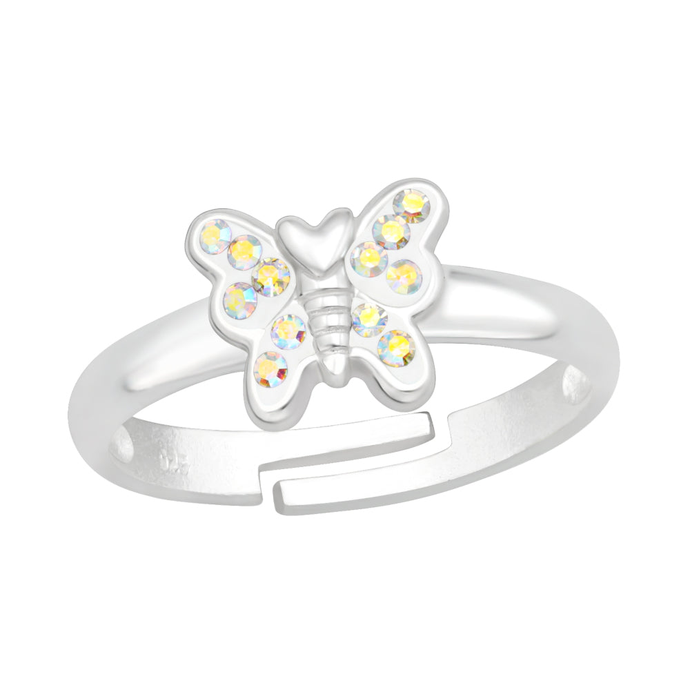 Zilveren kinderring - Vlinder strass | MYKK Jewelry