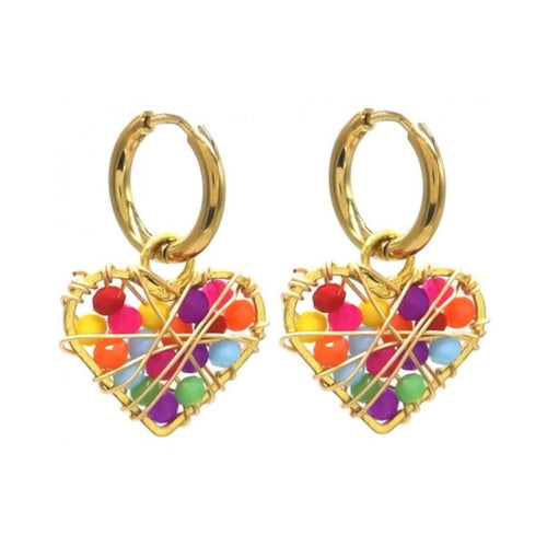 Oorbellen RVS - Hartje multicolor MYKK Jewelry