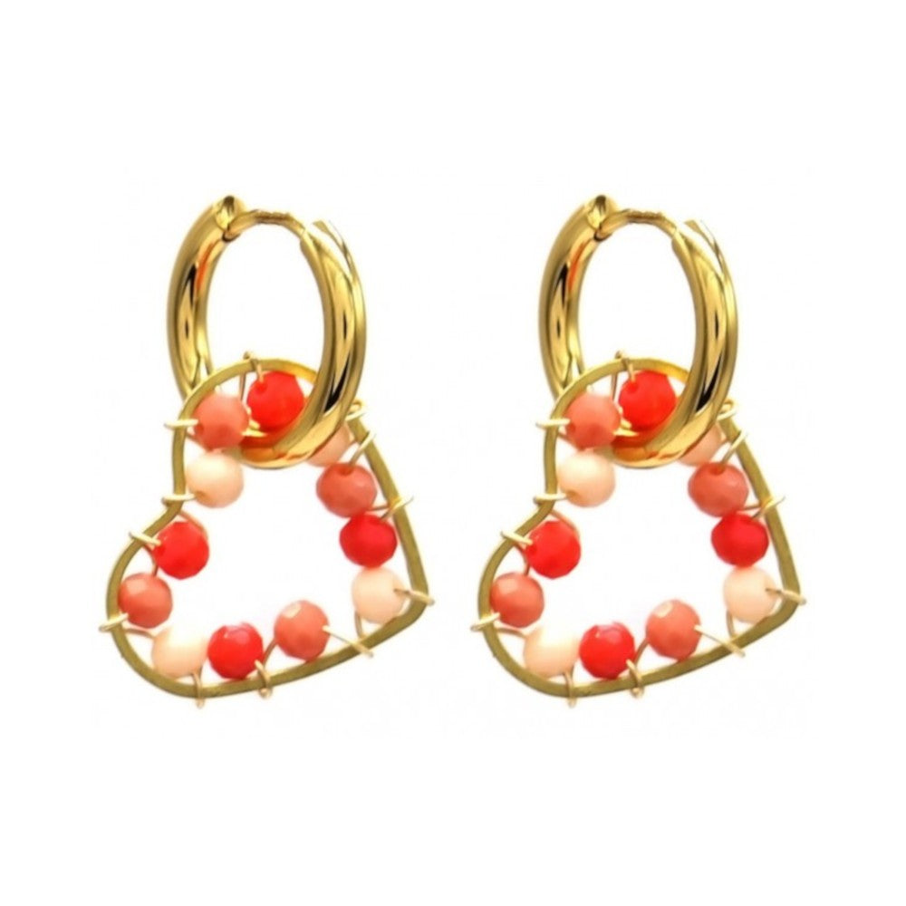 Oorbellen RVS - Hart roze MYKK Jewelry