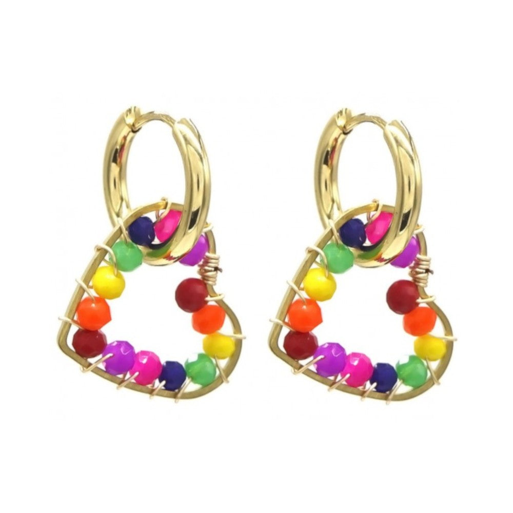 Oorbellen RVS - Hart multicolor MYKK Jewelry