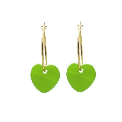 Oorbellen RVS goud - Schelp hart groen MYKK Jewelry