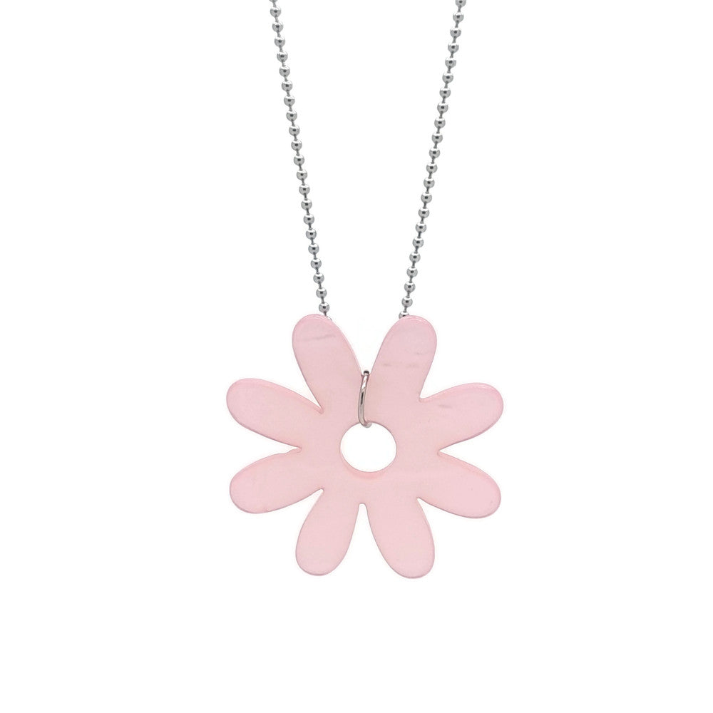 Lange ketting - Bloem licht roze MYKK Jewelry