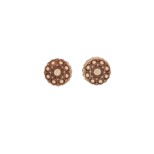 MYKK Jewelry | RVS Zeeuwse knop sieraden oorbellen - Hout klein en groot