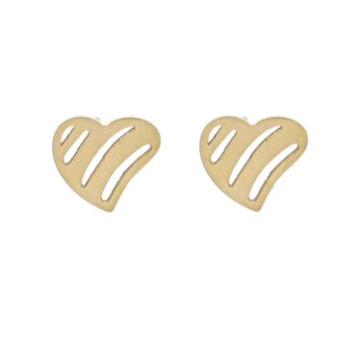 MYKK Jewelry | Oorbellen RVS - Hartje gestreept goud