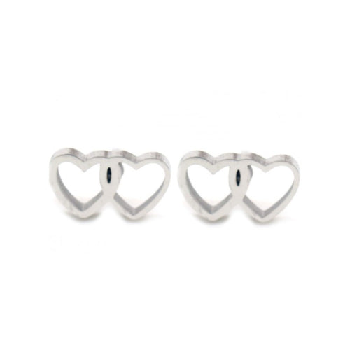 MYKK Jewelry | Oorbellen RVS - Hartjes zilver