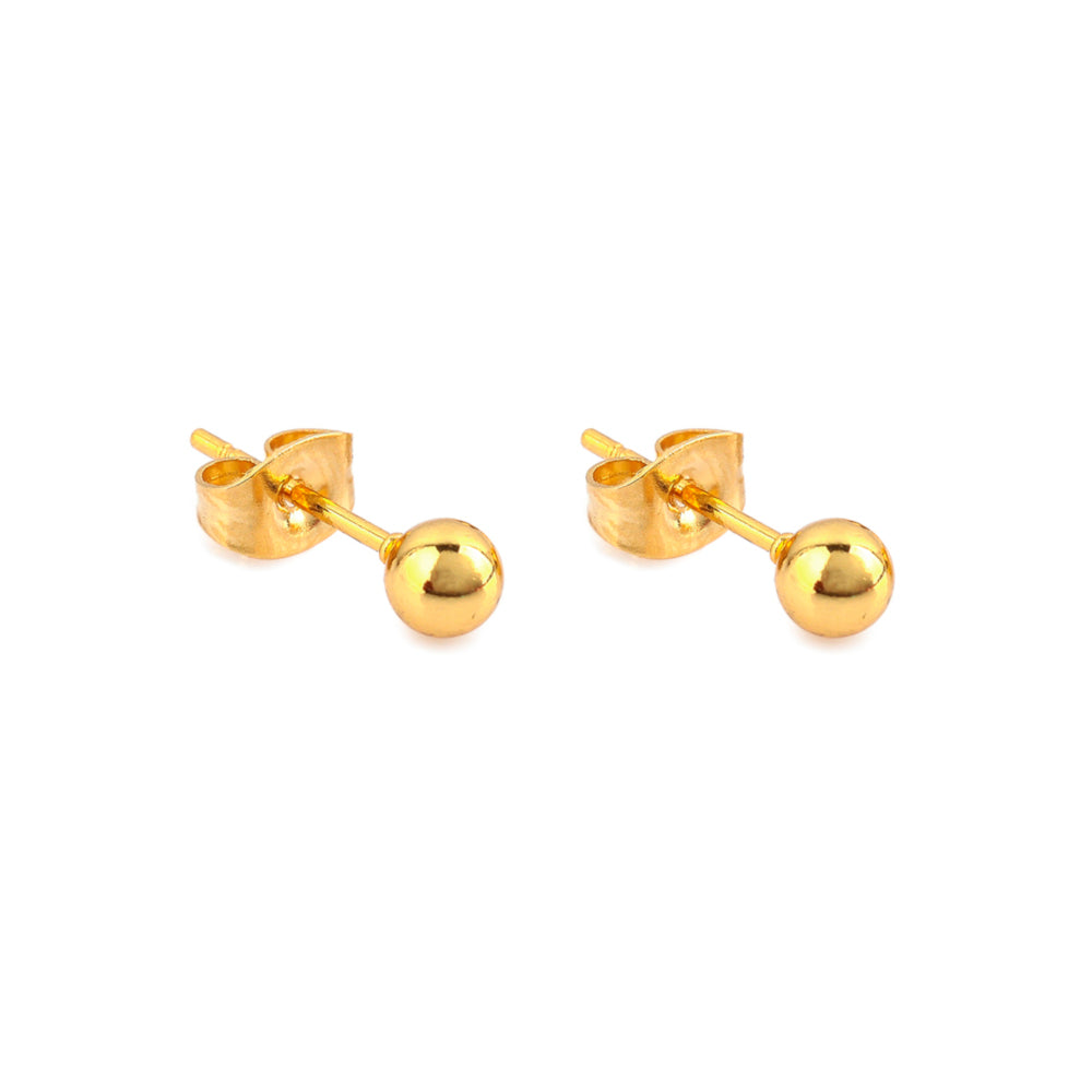 MYKK Jewelry | RVS oorbellen - Bolletje goud 2 mm