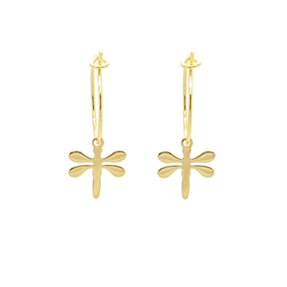 MYKK Jewelry | Oorbellen RVS - Libelle goud