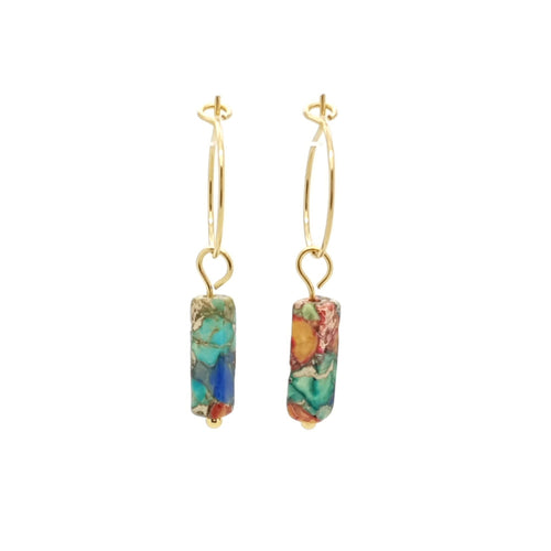MYKK Jewelry | Oorbellen RVS - Natuursteen mix goud
