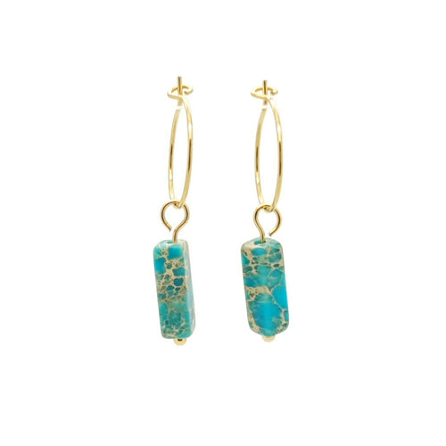 MYKK Jewelry | Oorbellen RVS - Natuursteen turquoise goud
