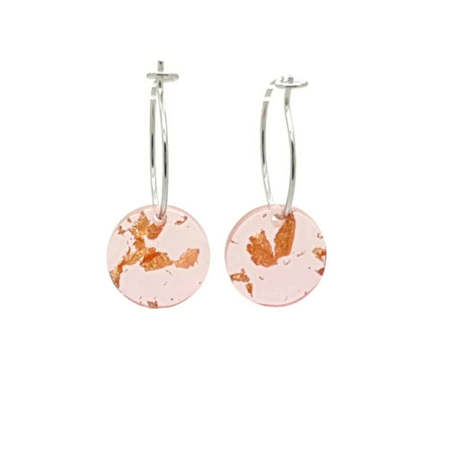 MYKK Jewelry | Oorbellen RVS - Rond roze-goud zilver
