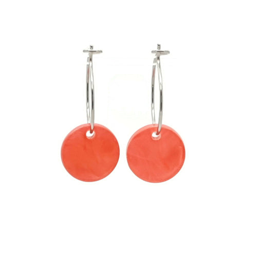 MYKK Jewelry | Oorbellen RVS - Rond koraal roze zilver
