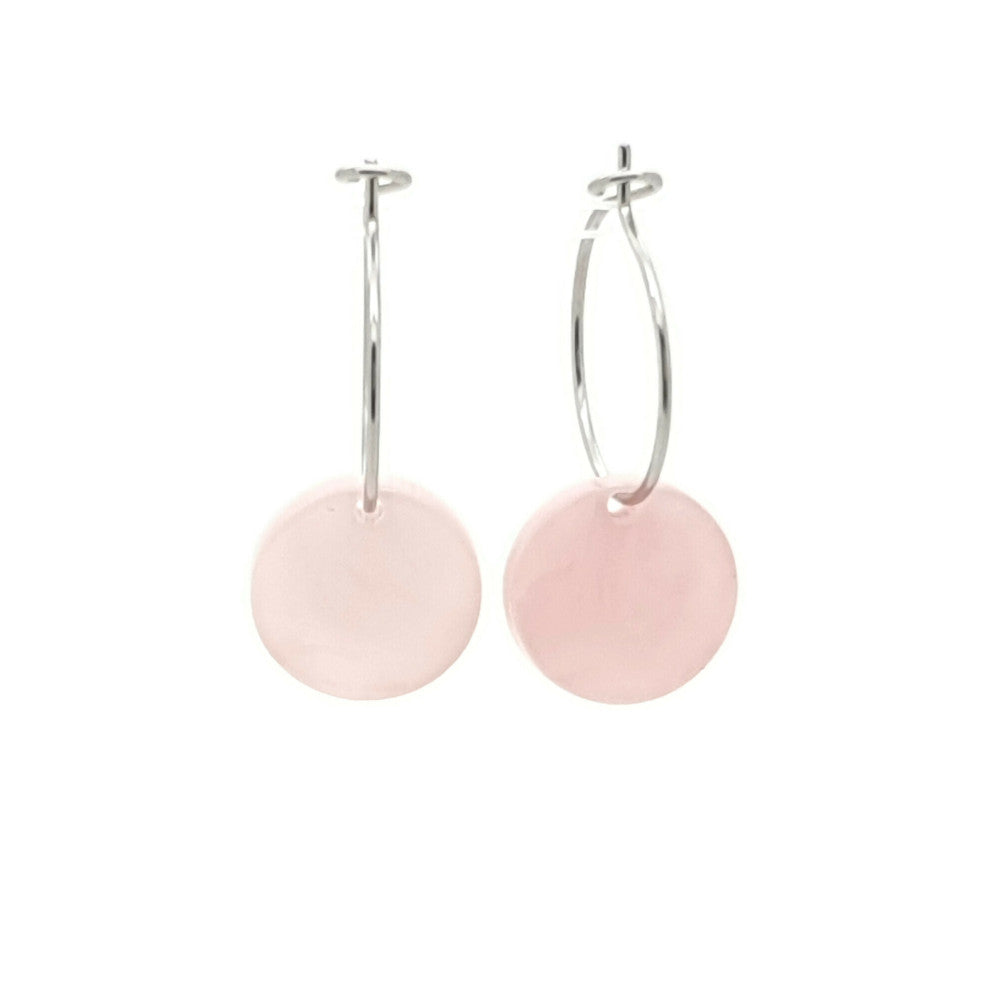 MYKK Jewelry | Oorbellen RVS - Rond poeder roze zilver