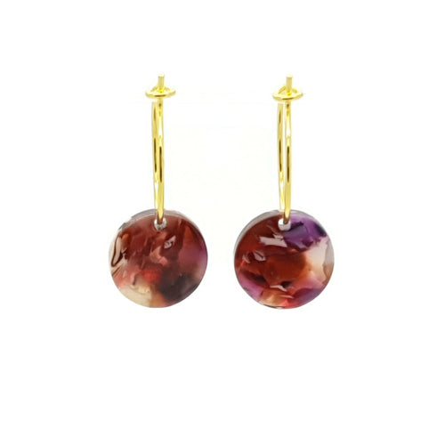 MYKK Jewelry | Oorbellen RVS - Rond paars rood goud