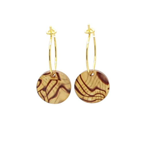 MYKK Jewelry | Oorbellen RVS - Rond beige parel goud