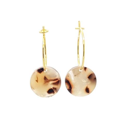 MYKK Jewelry | Oorbellen RVS - Rond beige bruin goud