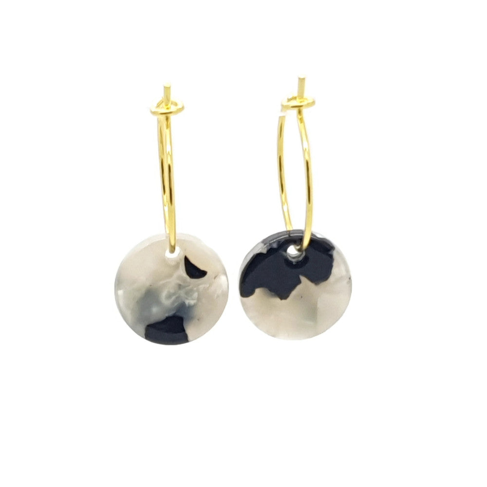 MYKK Jewelry | Oorbellen RVS - Rond zwart wit goud