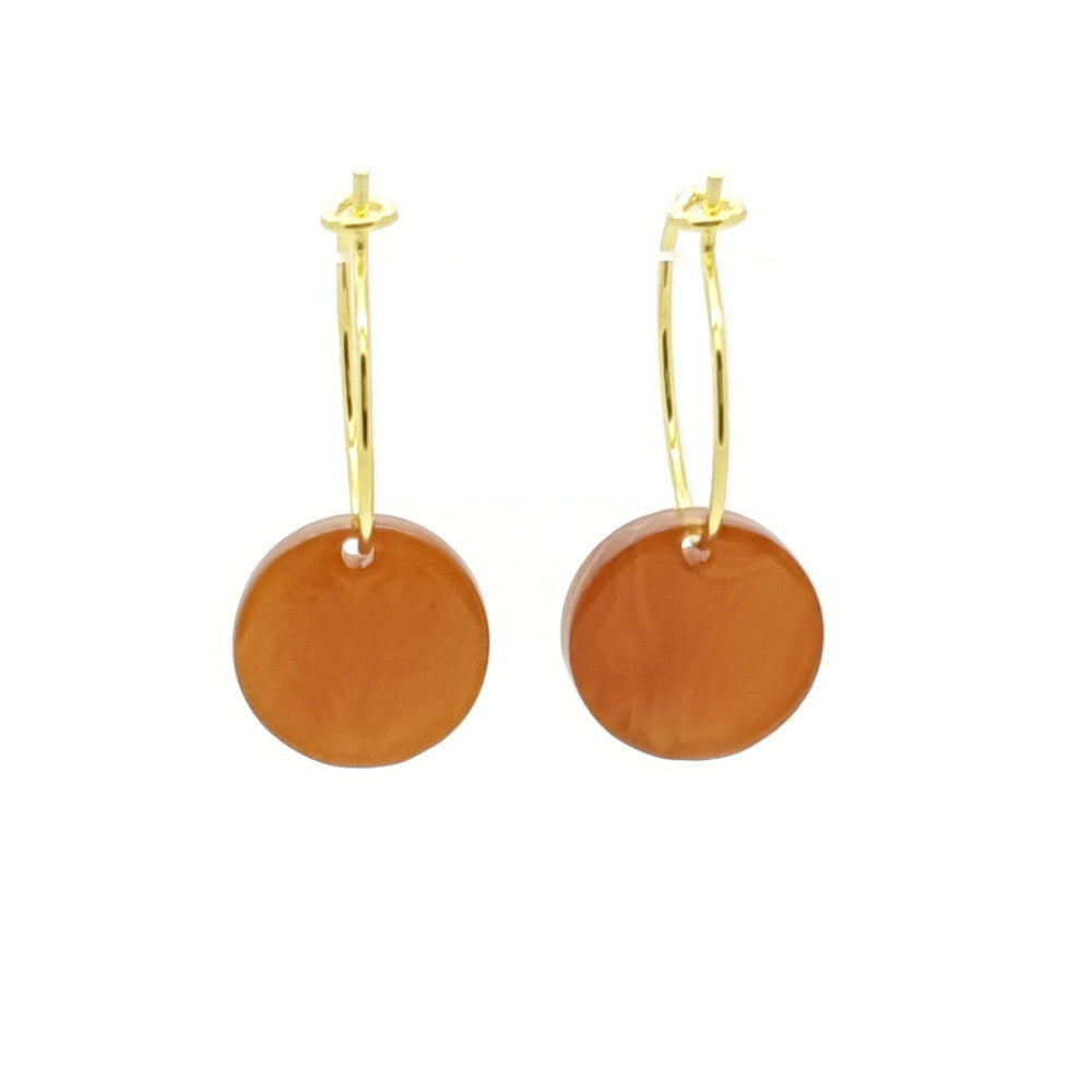 MYKK Jewelry | Oorbellen RVS - Rond oranje gevlamd goud