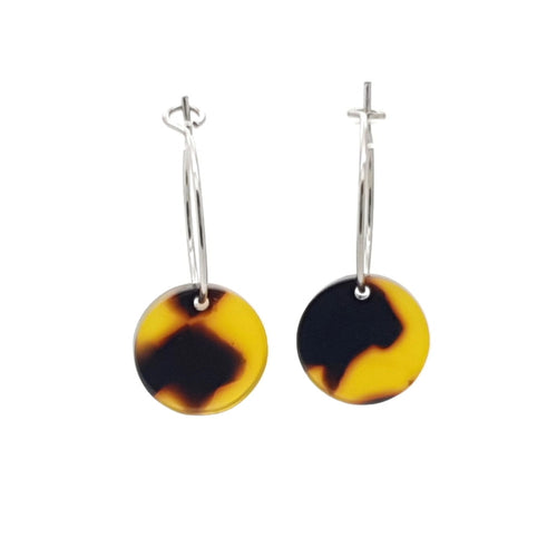 MYKK Jewelry | Oorbellen RVS - Rond cognac bruin zilver