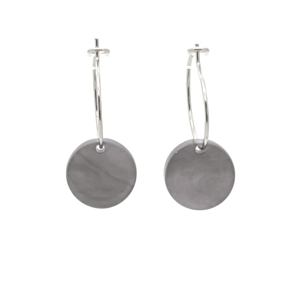 MYKK Jewelry | Oorbellen RVS - Rond grijs zilver