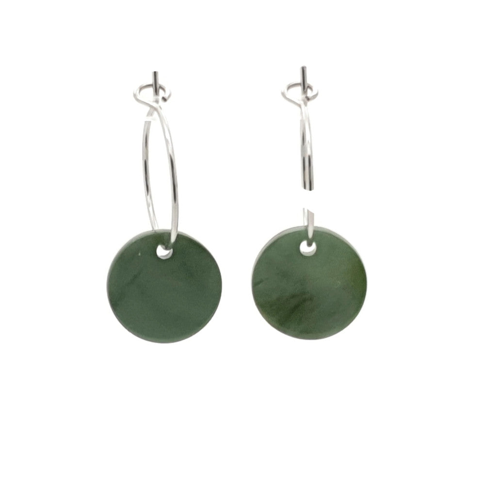 MYKK Jewelry | Oorbellen RVS - Rond olijf groen zilver