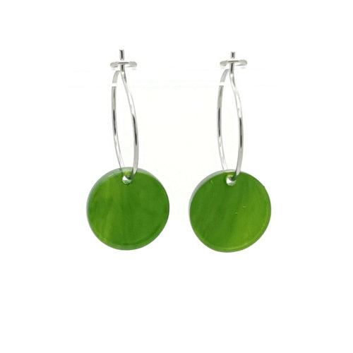 MYKK Jewelry | Oorbellen RVS - Rond mos groen zilver
