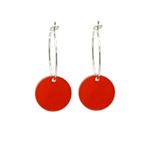 Oorbellen RVS - Rond rood zilver | MYKK Jewelry
